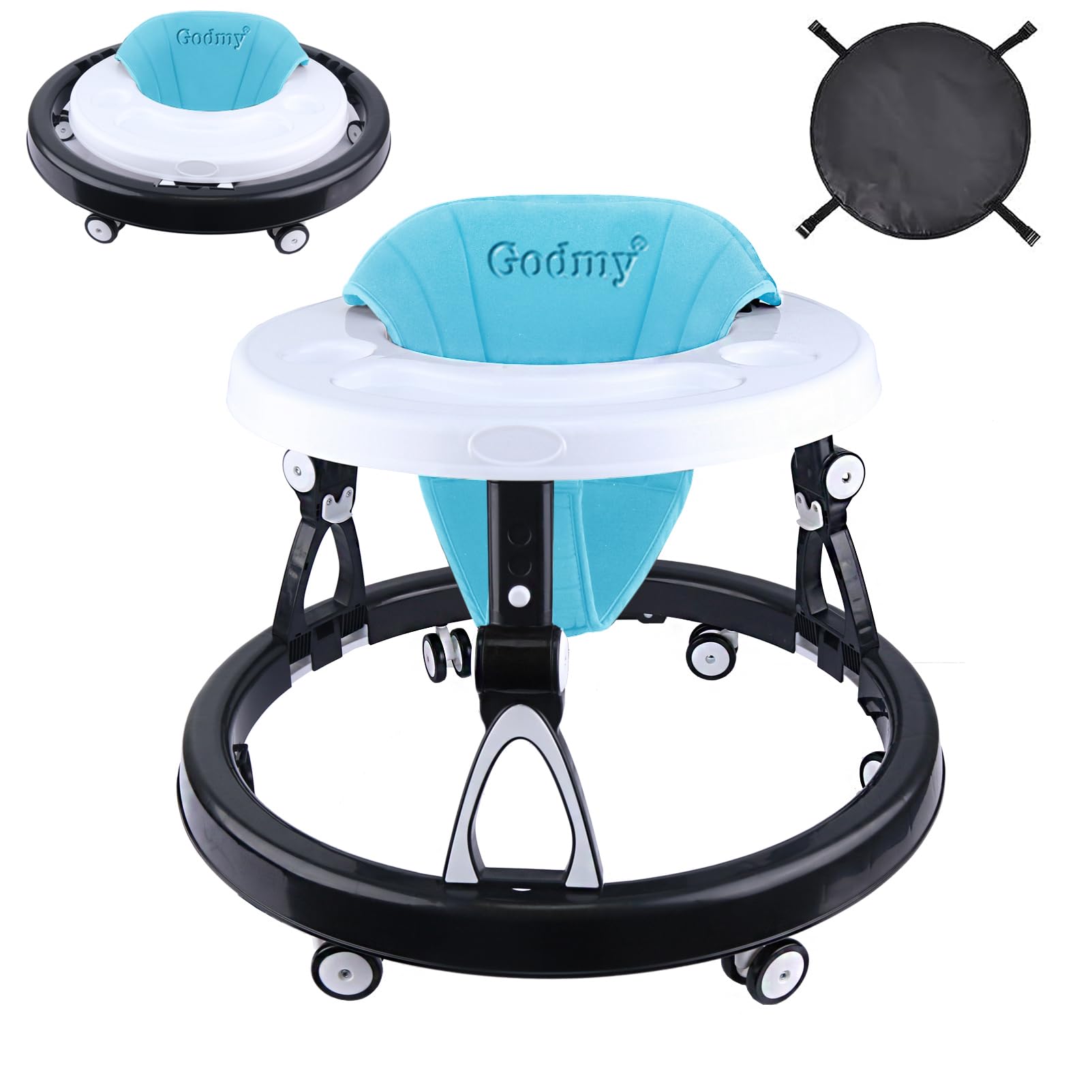 Photo 1 of Baby Walker with Wheels Foldable with 7 Adjustable Heights for Boys Girls Portable Mute Anti-Rollover Infant Walker Babies 6-18 Months with Footrest and Brakes Anti-o Legs