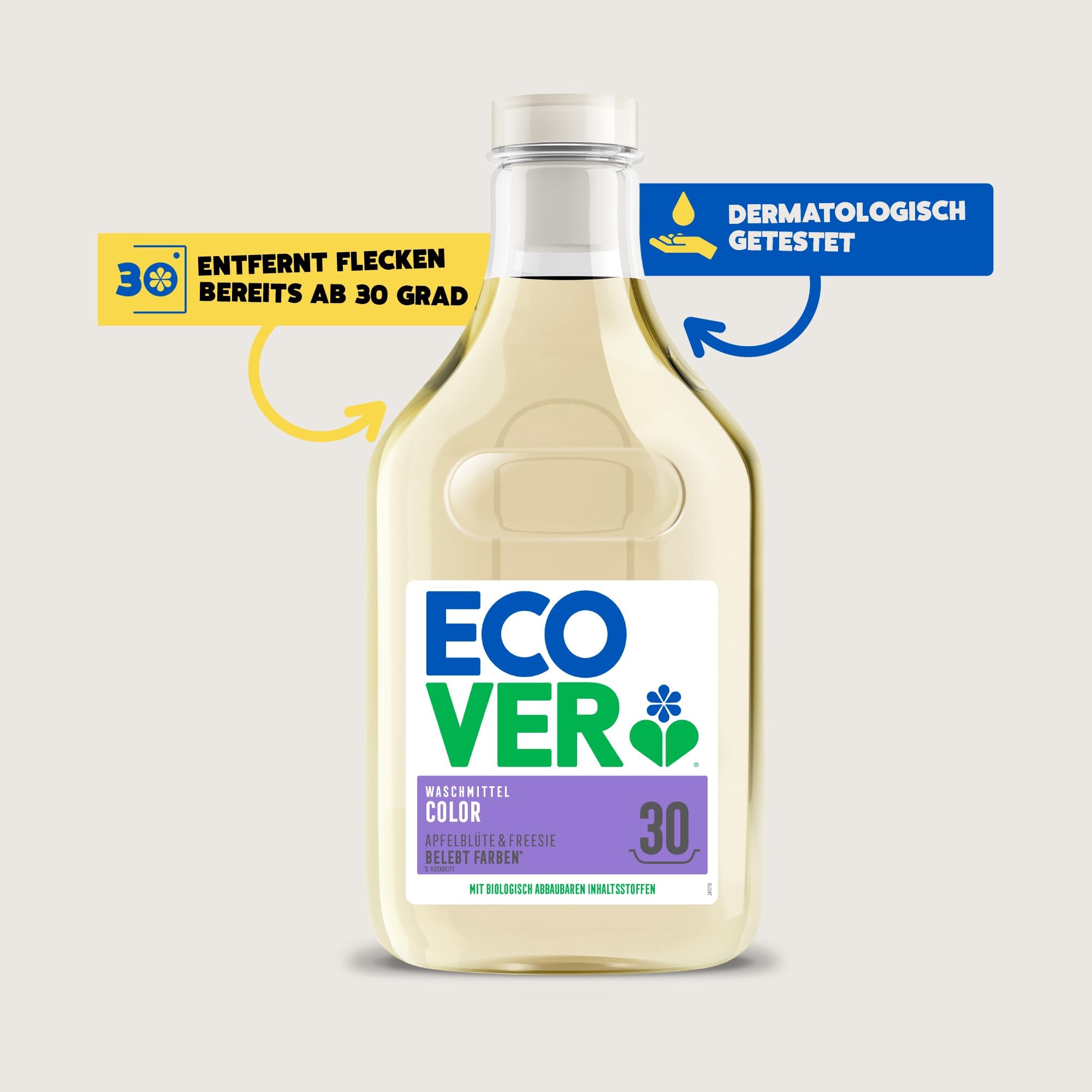 Ecover Bio Waschmittel Color Apfelblüte & Freesien Nachfüllung, Flüssigwaschmittel, Colorwaschmittel für Erhalt und Schutz der Kleidung, 100 Waschladungen, 5L