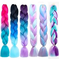 Vista 88 de Xiaofeng Extensiones de cabello trenzado para mujer, 3 paquetes de 100g/paquete (3.53 oz/paquete), 24 pulgadas, alta temperatura, ombré, pelo