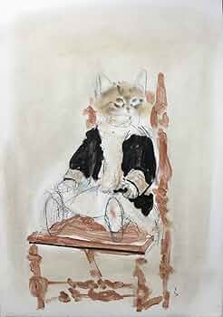 とこまさのはなし　小沢良吉　三匹の猫　珍品肉筆原画 15点挿絵 原稿 2 とこまさのはなし 小沢良吉 三匹の猫 珍品肉筆原画 15点挿絵