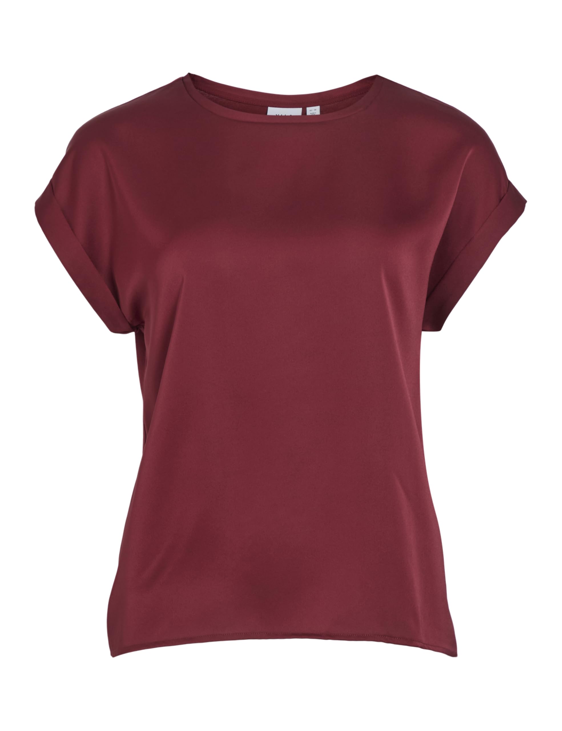 Vila Variety S/S Satin Top - Noos, Cabernet, 6