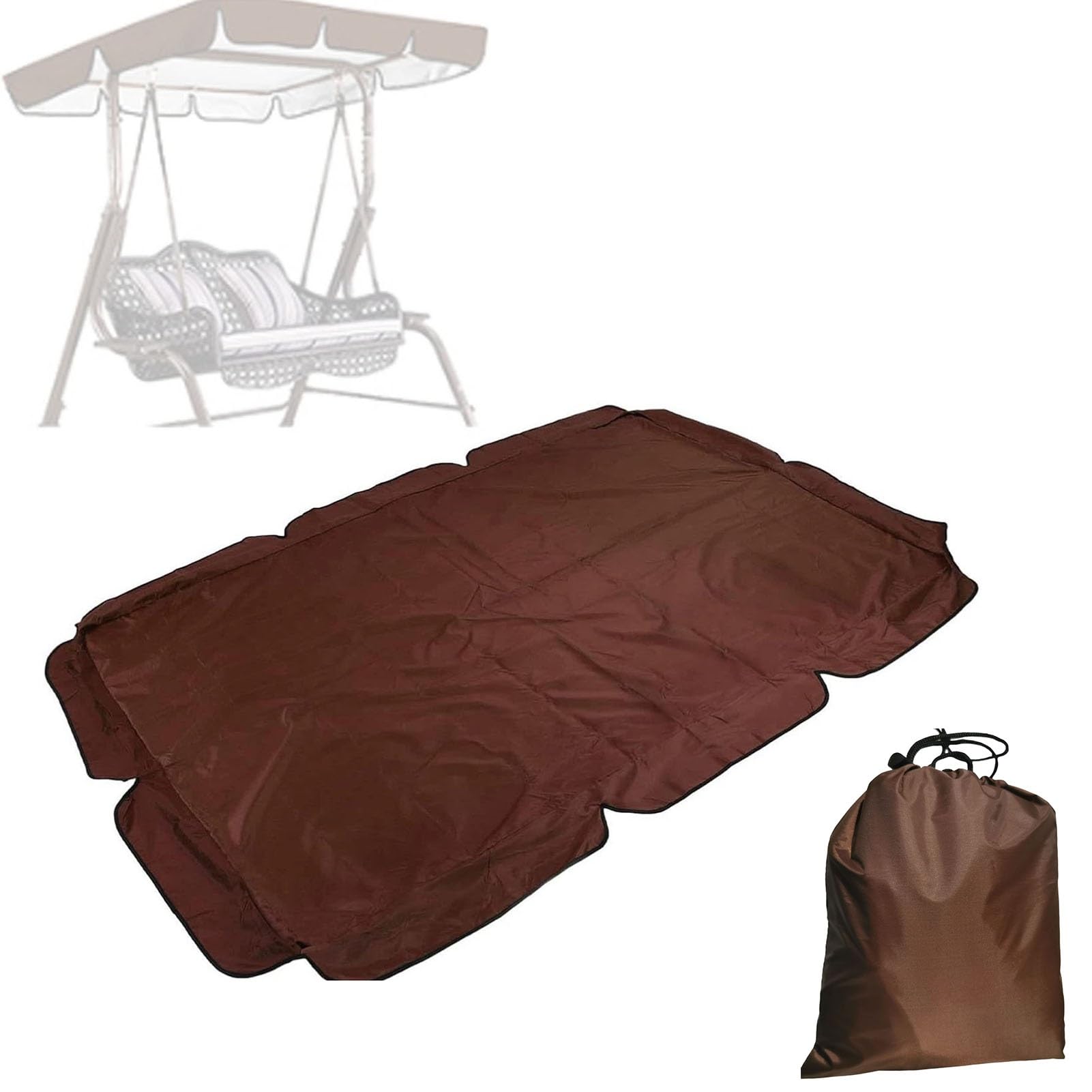 Cappottina per Dondolo da Giardino 2 e 3 Posti, Tetto di Ricambio per Altalena da Patio Poliestere Impermeabile 210D per Mobili da Veranda(195x125x15cm/77x49x6in)