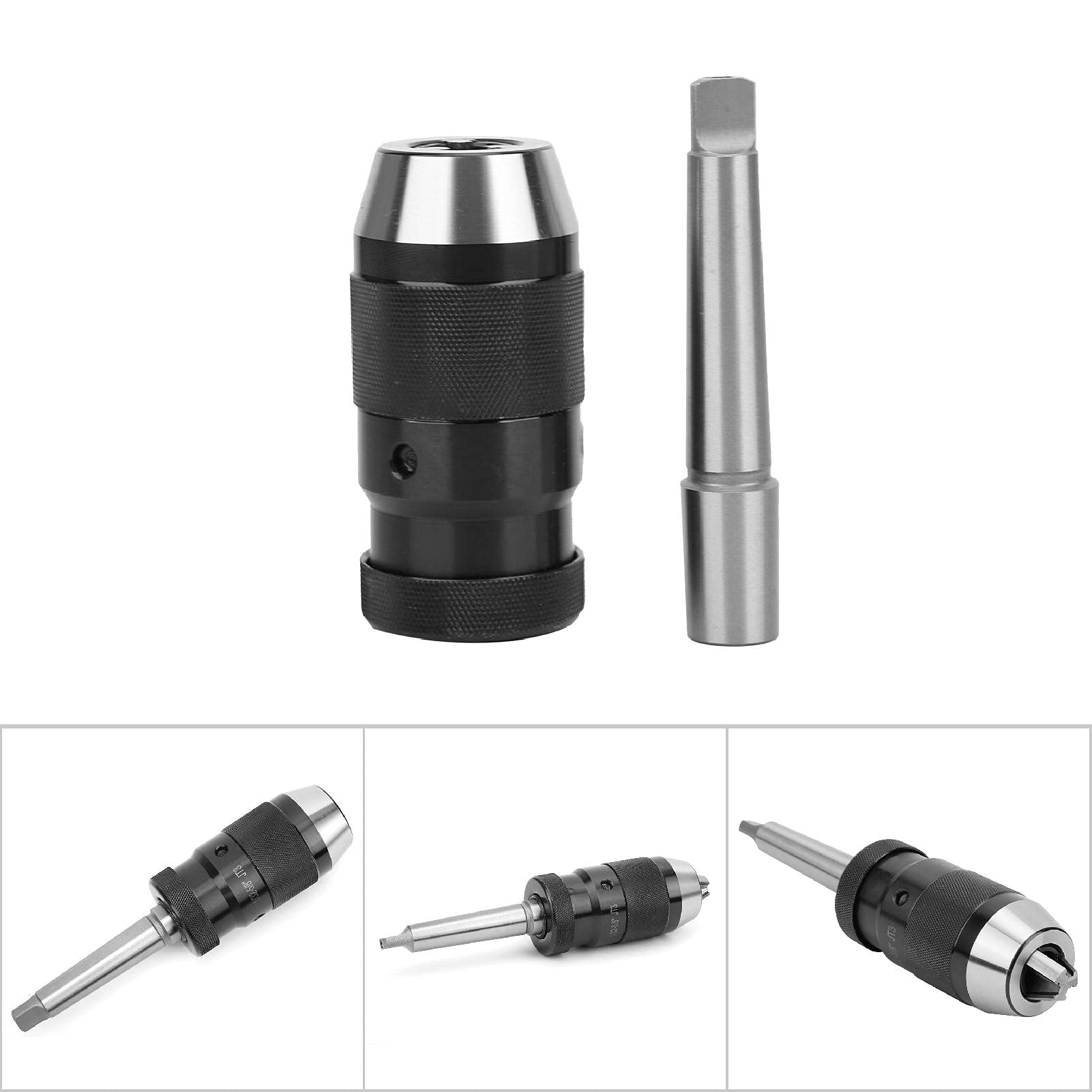 Estink Mandrino Trapano MT2-JT3, 1-16 mm Mandrino per Trapano a Colonna Mandrino Autoserrante per Tornio Senza Chiave con Albero Conico per Macchine Trapano, Fresatrici, Torni
