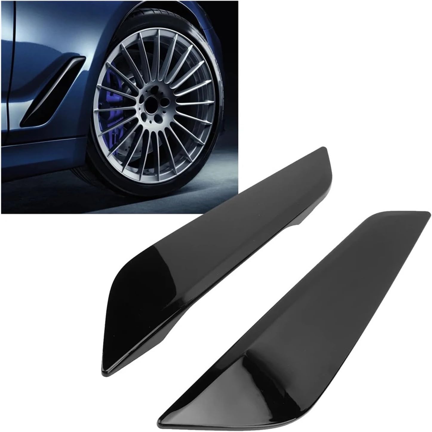 Compatible For 5 Series G30 G31 2017-2023 ​Front Side Air Duct Trim 51747439014 Left Right Black Side Wing Air Outlet Cover(Electroplated Silver)