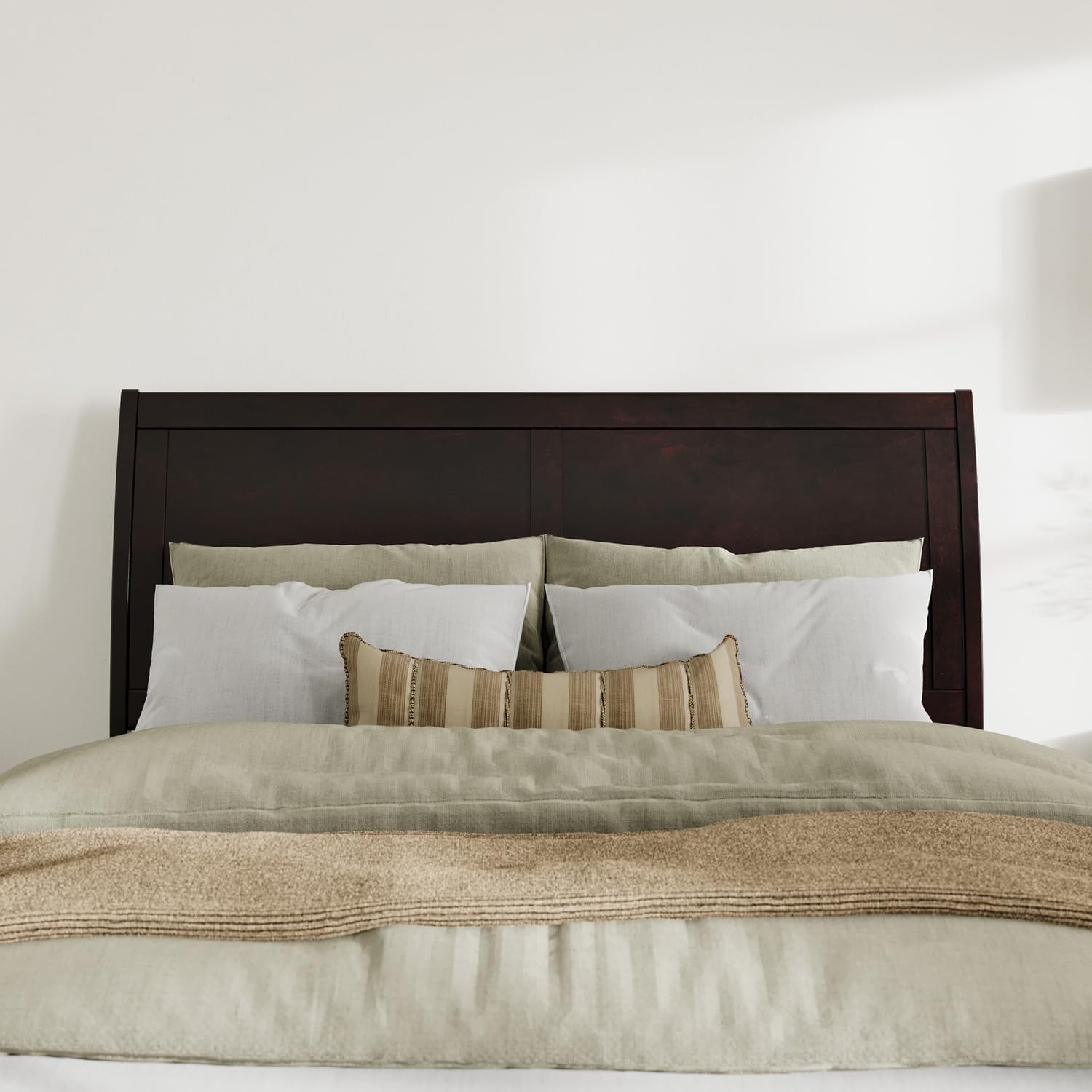 HomeStock Headboard with USB Charger - Classic Bedroom Design - Durable & Stylish Queen/Espresso