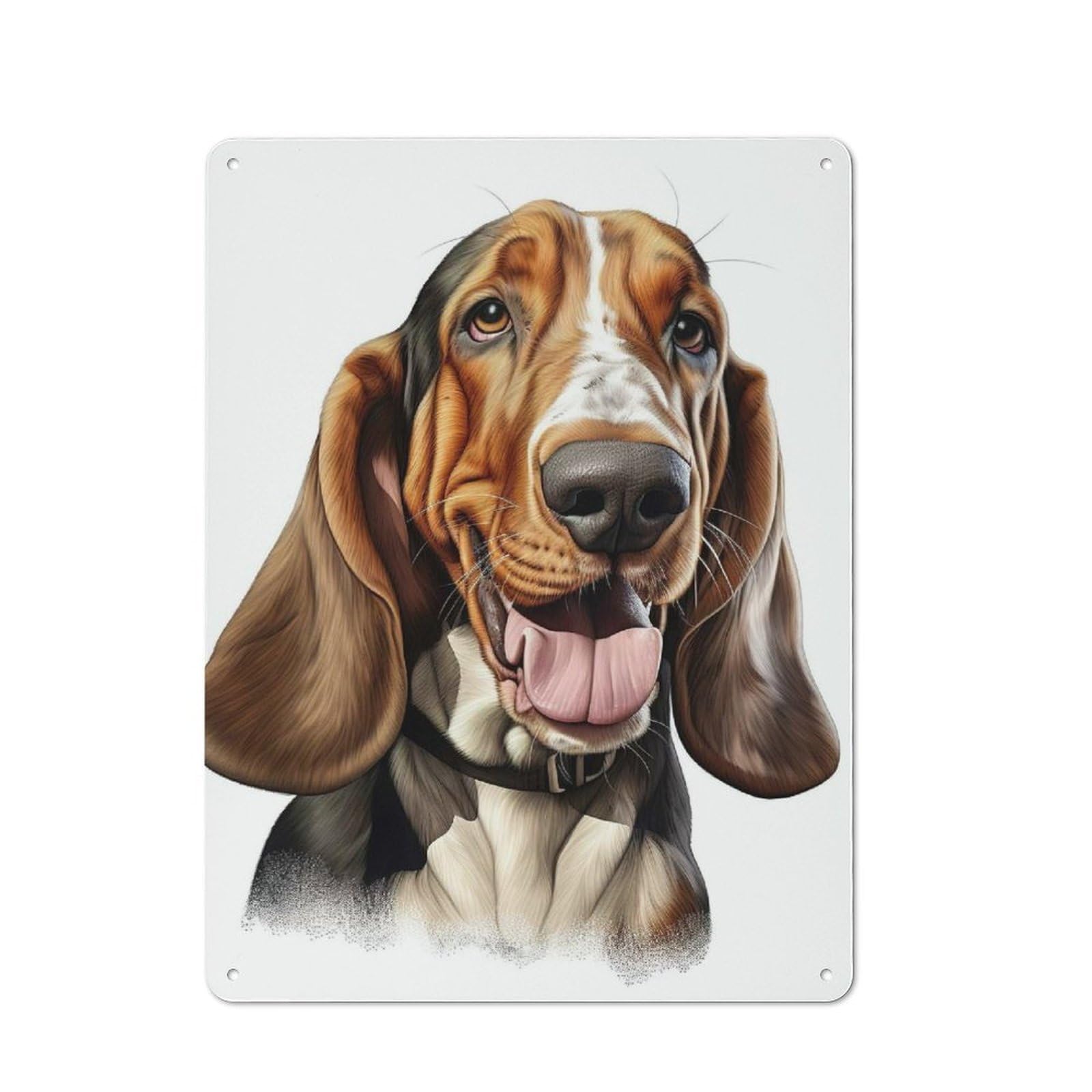 Junmoney Happy Basset Hound Portrait 40X30cm Vintage Tin Sign With For Hobby Room Or Studio, For Winter Interiors And Metal Sign Collectors