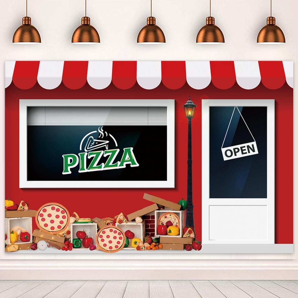 Aperturee Round Backdrop Pizza Party Theme Birthday, Italian Food Cooking Chalkboard Circle Cover