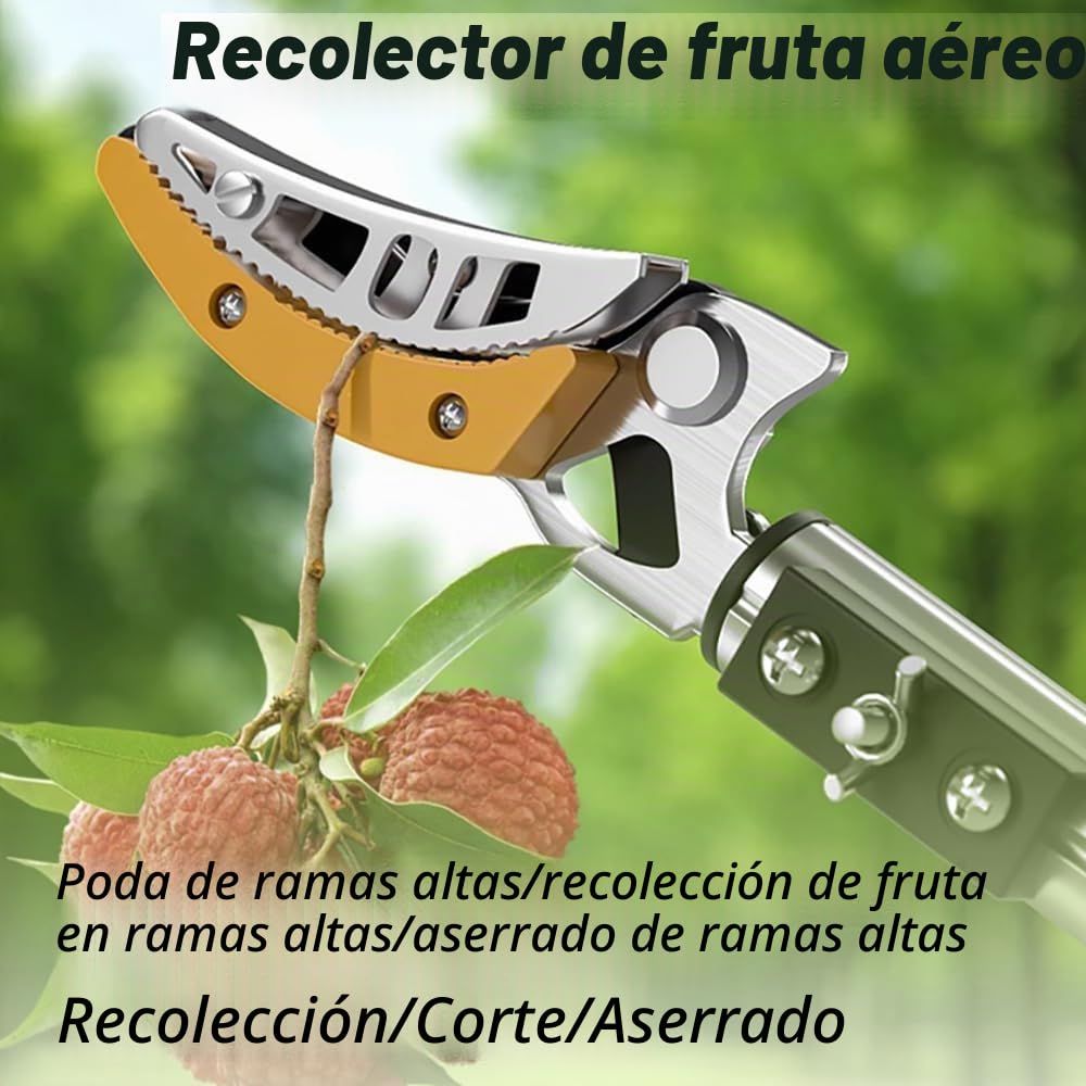 Podadora De Altura,Tijeras De Podar Telescópicas,Podadora Telescopica,Recogida De Fruta,Longitud Regulable De 1.2 a 2.2m,Diámetro Máximo De Corte 2 Cm,Para La Poda En Altura y La Recogida De Fruta