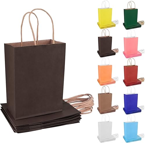 Miniatura 1 de JTIEO 10 bolsas de regalo bolsas de papel con asas de 59 x 32 x 83 pulgadas bolsas de regalo de papel kraft para fiestas de cumpleaños Navidad