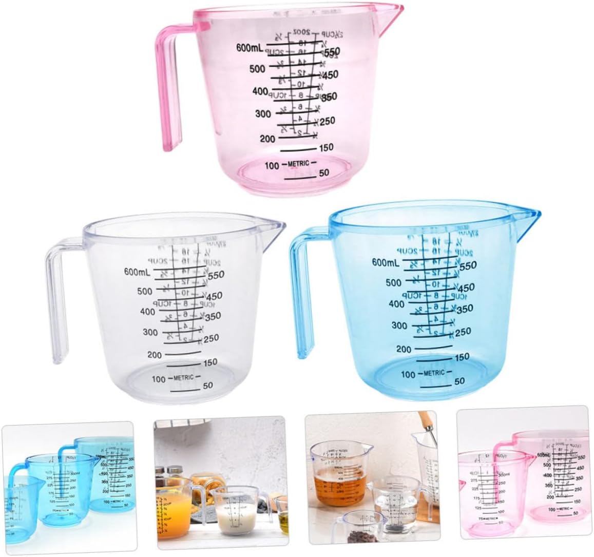 BESPORTBLE 3pcs Transparent Plastic Measuring Cups Large Capacity Baking Scale Dispenser Kitchen Tool with Multi-function Scale for Accurate Milk and Liquid Measurement