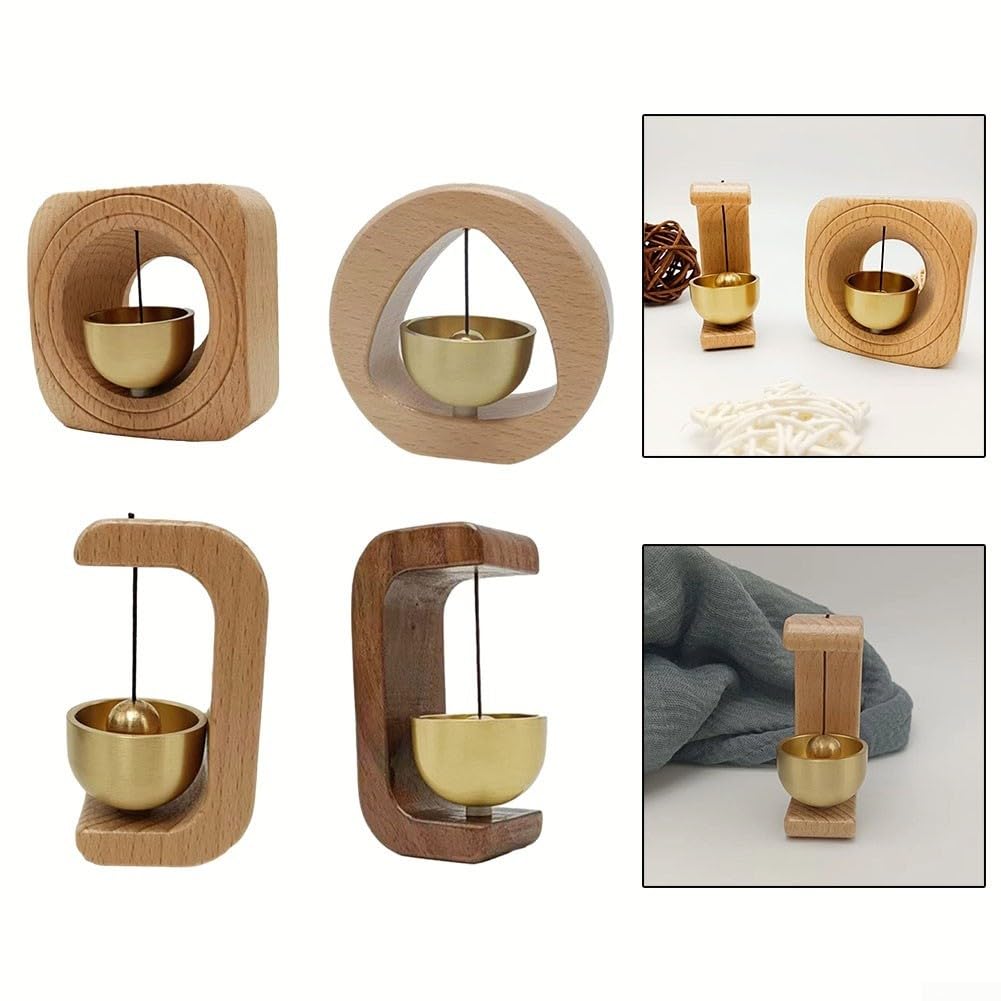 Magnetische winkeliers bel voor deuropening, gouden zijden houten deurbel, windgong kantoorornamenten en hangende decoratie voor ingang, koelkaststicker (A