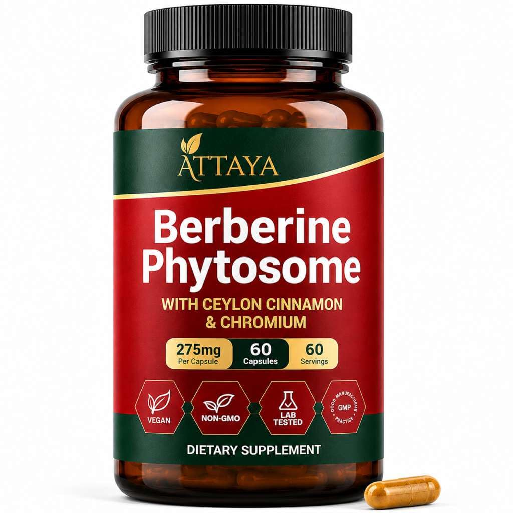 Berberine Phytosome® Supplement with Berbevis®, Ceylon Cinnamon & Chromium, Vegan, 60 Capsules