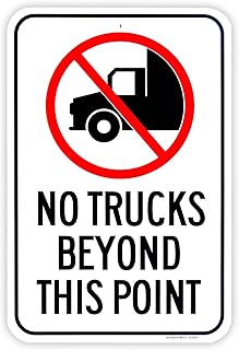 Large No Trucks Beyond This Point Sign, 18"x 12" .040 Aluminum Reflective Sign Rust Free Aluminum-UV Protected and Weatherproof