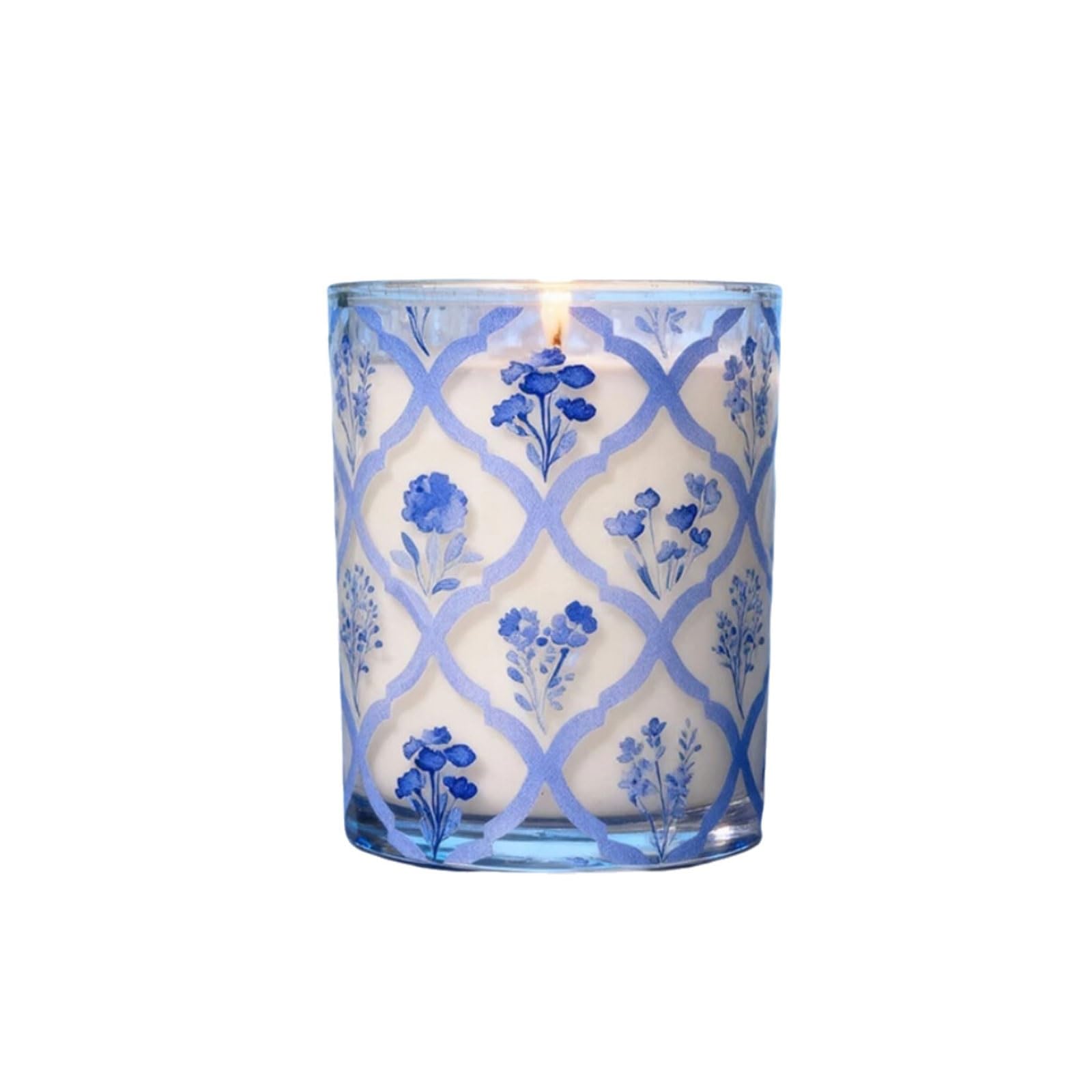 Velas de vidrio hechas con cera de soja y aceites esenciales, velas en tarro de té verde y azahar, de larga duración, perfumadas for el hogar(Blu)