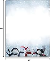 Vista 4 de Magical Snowmen - Papel de papelería de Navidad, 50 hojas con membrete para eventos de invierno