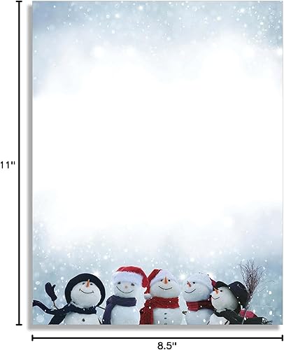 Miniatura 5 de Magical Snowmen - Papel de papelería de Navidad, 50 hojas con membrete para eventos de invierno