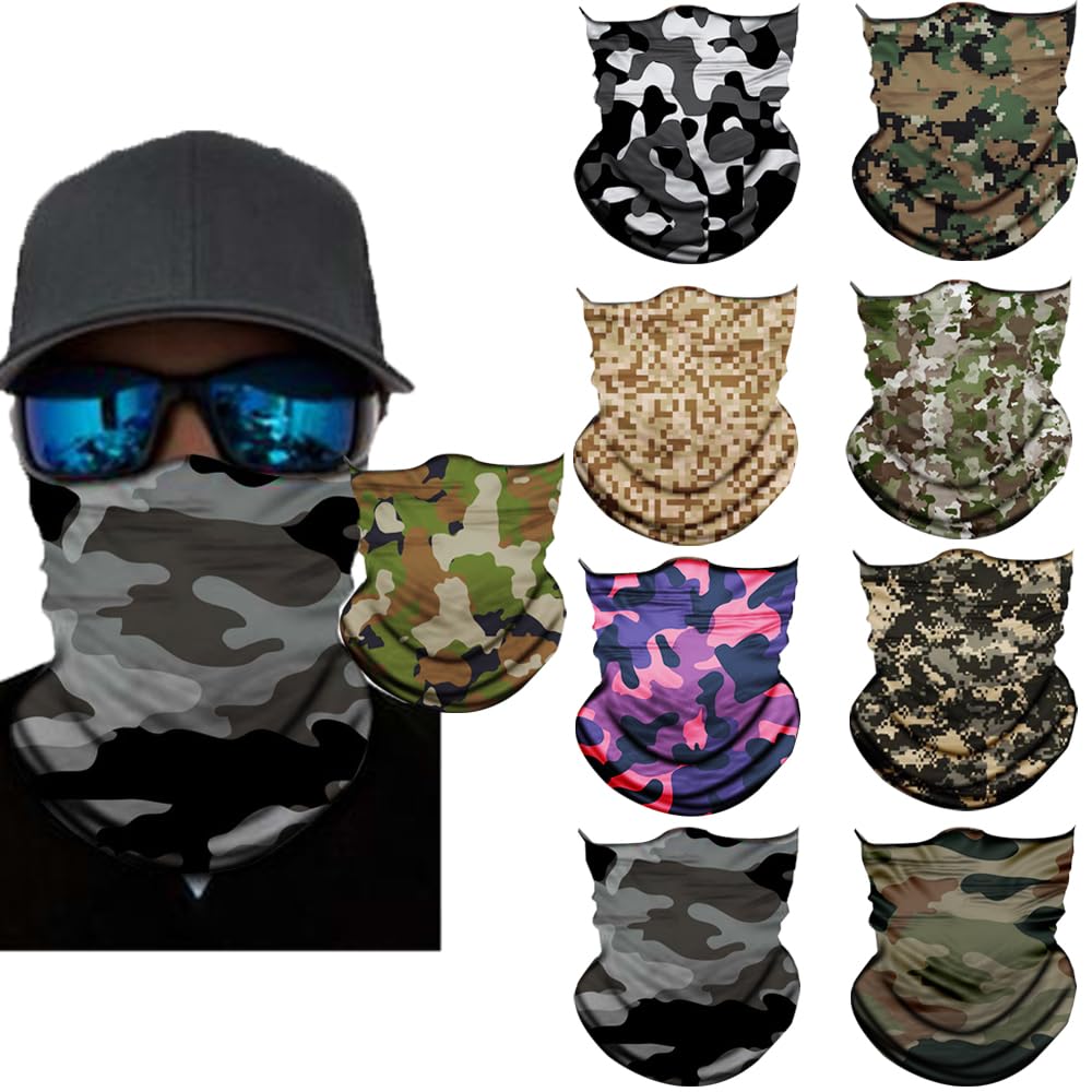 Neck Gaiter Mask,Bandana Gator Face Cover Mask Sun UV Protection,Neck Warmer Balaclava,Tube Face Scarf,Headband for Outdoor