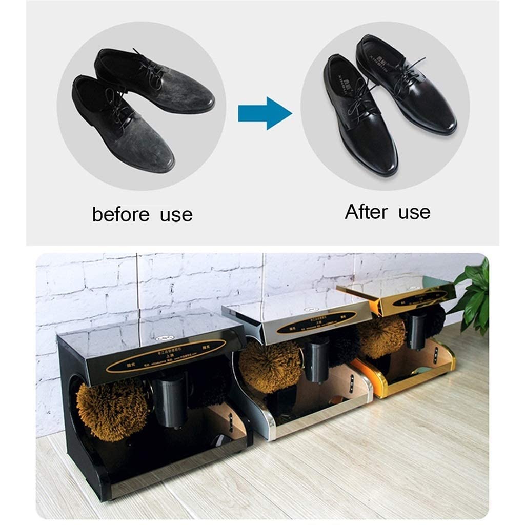 Pulitore per Scarpe Elettrico per lucidare Le Scarpe, Resistente, per Porta, Materiale in Legno Durevole, con Scatola portaoggetti e Morbido Cuscino per la Pulizia del Ministero degli Intern