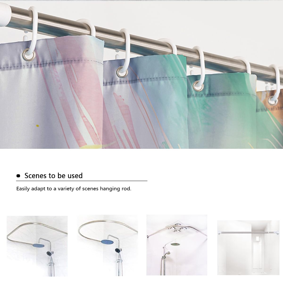 Rideau de Douche déco Salle de Bain marbre Clair W120xL200 cm
