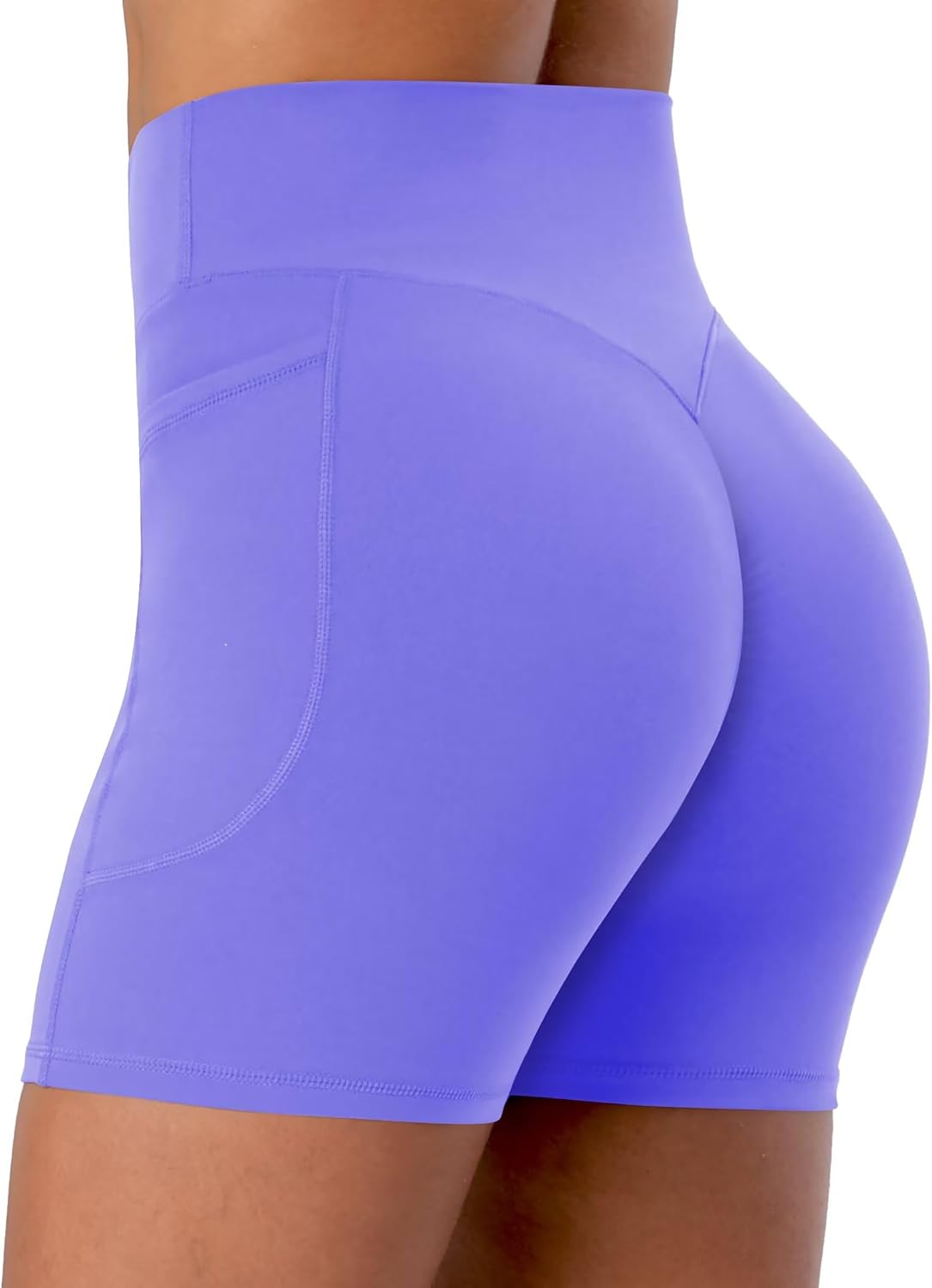 Sunzel Hidden Butt Lifting Scrunch Biker Shorts Women with Pockets Crossover High Waist Yoga Gym Workout Tummy Control Shorts - Image 3