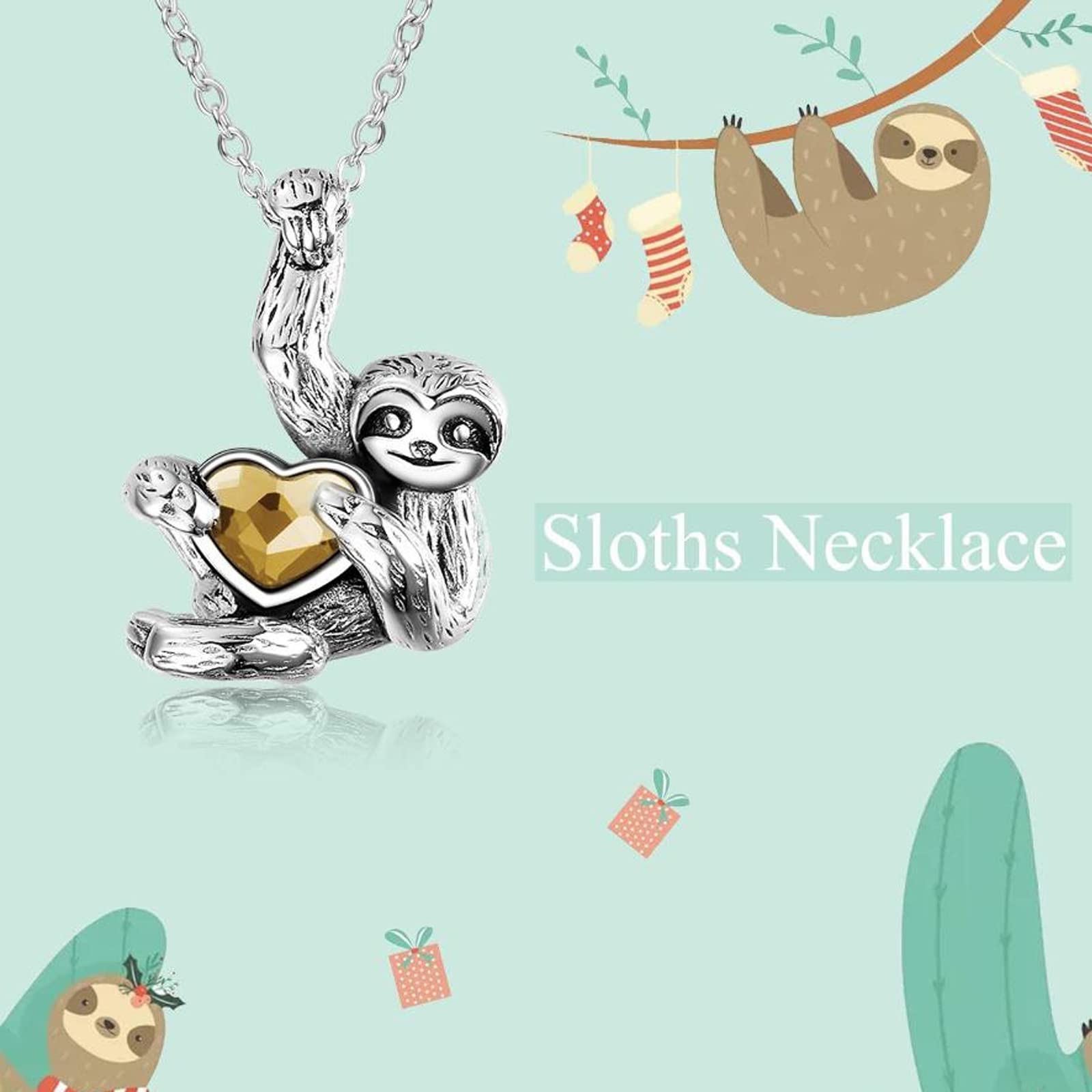 YAFEINI Faultier Geschenke 925 Sterling Silber Faultier Kette Halskette Faultier Schmuck für Damen,Männer