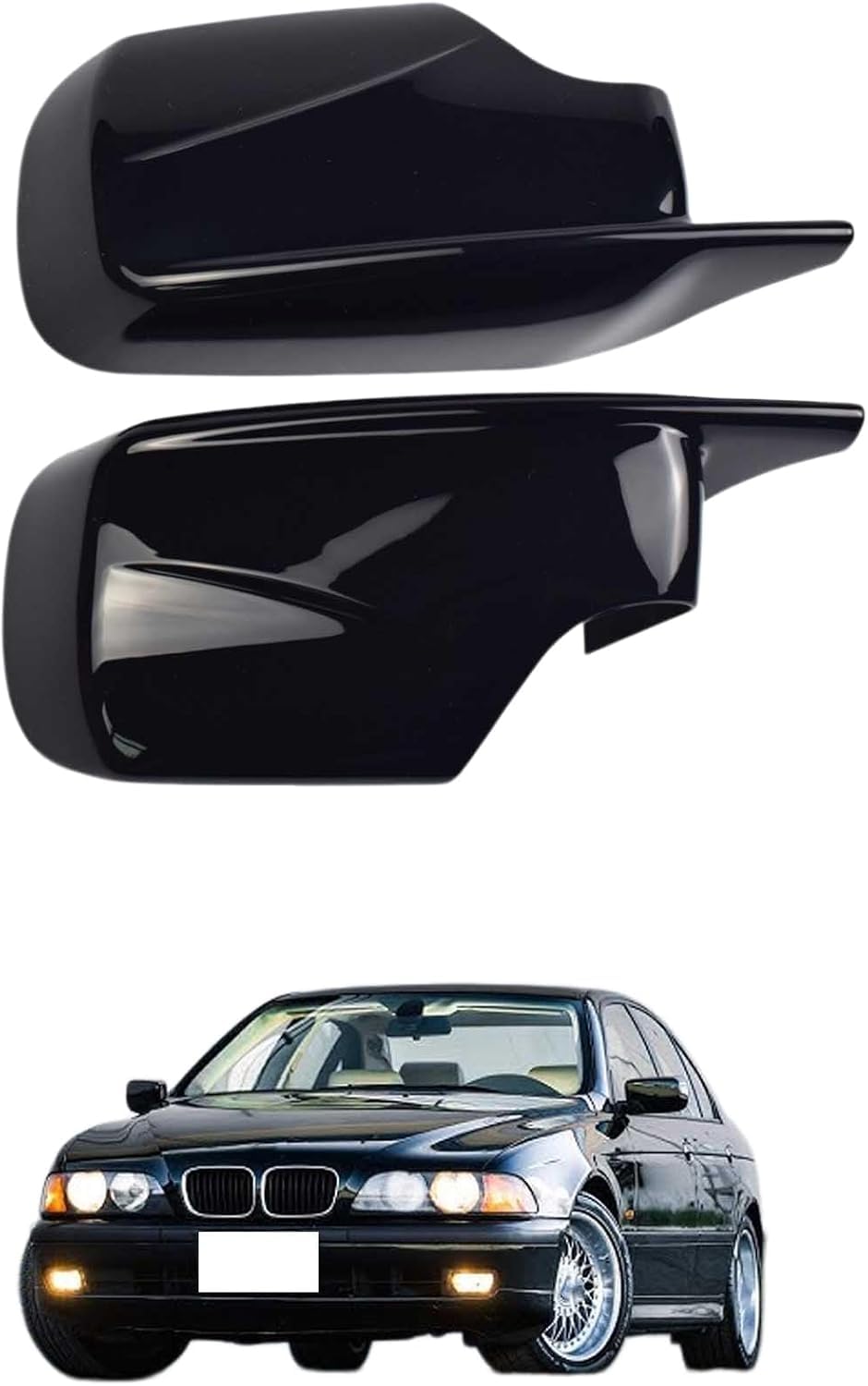 YIXINYI Side Wing Mirror Cover For BMW E39 1997-2000 528i OEM : 51168238376 51168238375 Black, Car Left Right Side Rearview Mirror Cap Wing Replacement