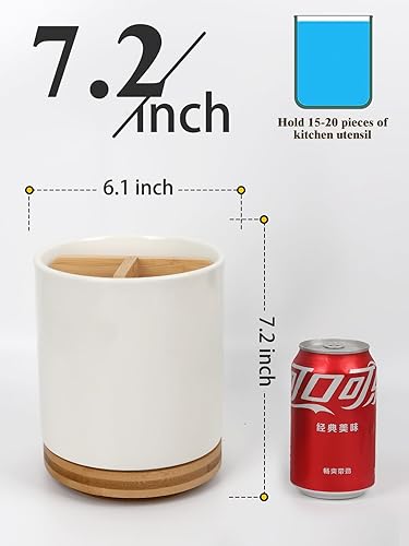 Miniatura 9 de LoeJan Soporte para utensilios de 3 compartimentos extragrande, organizador de utensilios de cerámica estable, juego organizador de herramientas de