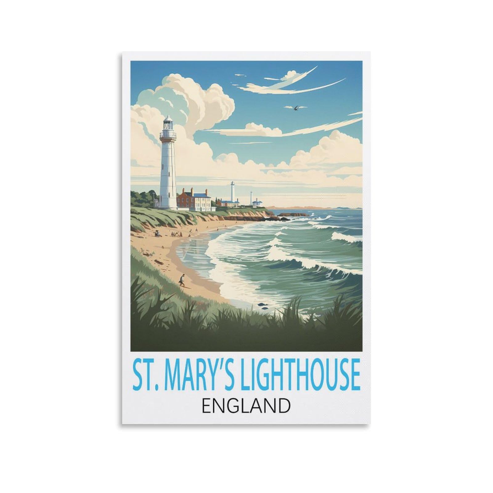 Vintage Metal Tin Signs,St Marys Lighthouse England Vintage Retro Man Cave Bar Pub Shed Novelty Gift Tin Wall Décor Metal Sign 20x30cm