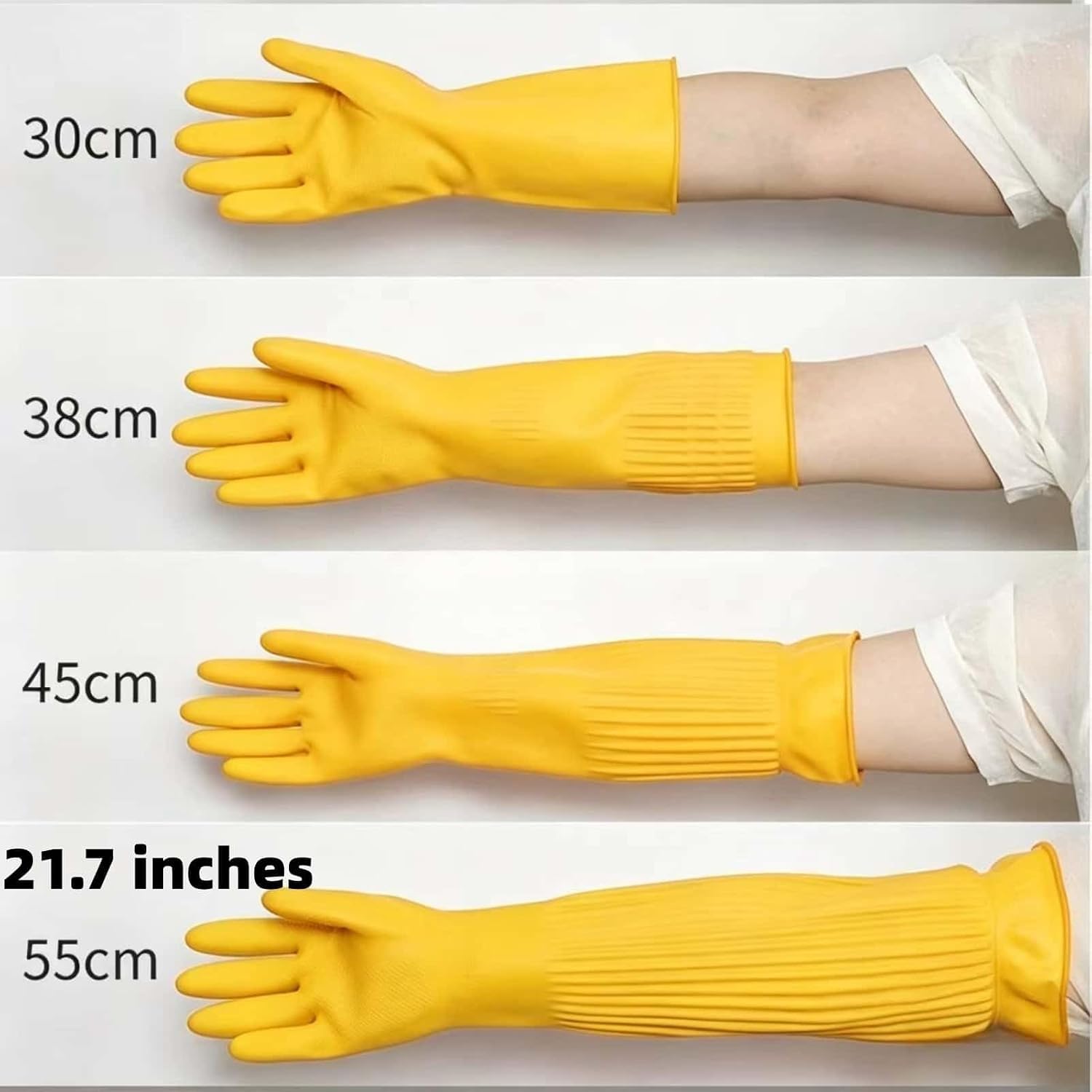 21.7inch Long Sleeve Red Rubber Cleaning Gloves Reusable image 4
