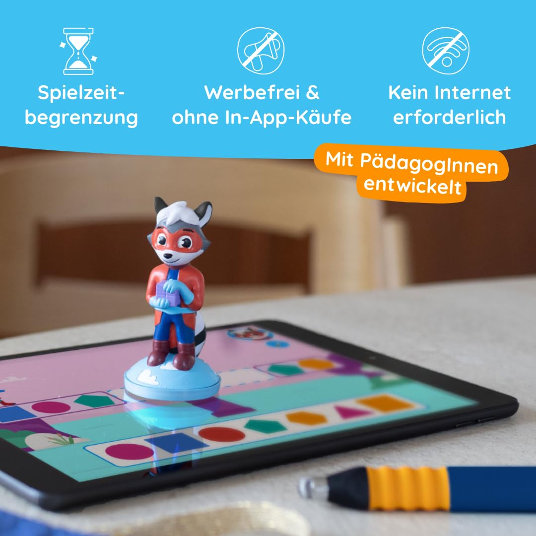 Edurino Figur Robin Geometrie & Zahlenmuster ab 4 Jahren inkl. App | Innovatives & digitales Lernspiel | Zahlenmuster erkennen | Geometrie und Symmetrie entdecken | Formenmuster gestalten