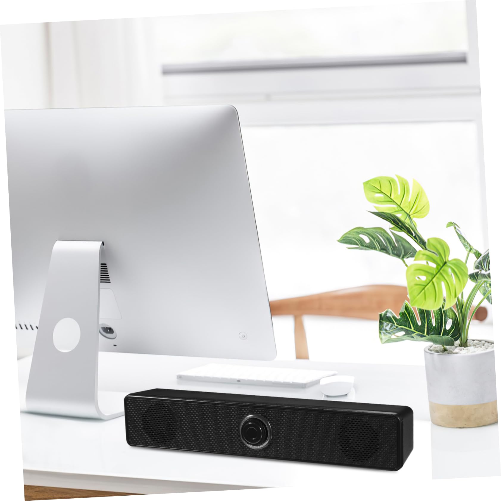 SHINEOFI Soundbar da Tavolo per Smartphone e Tablet, Altoparlante per Computer in Plastica Nera, Design Verticale Compatto Audio Stabile per Casa e Desktop