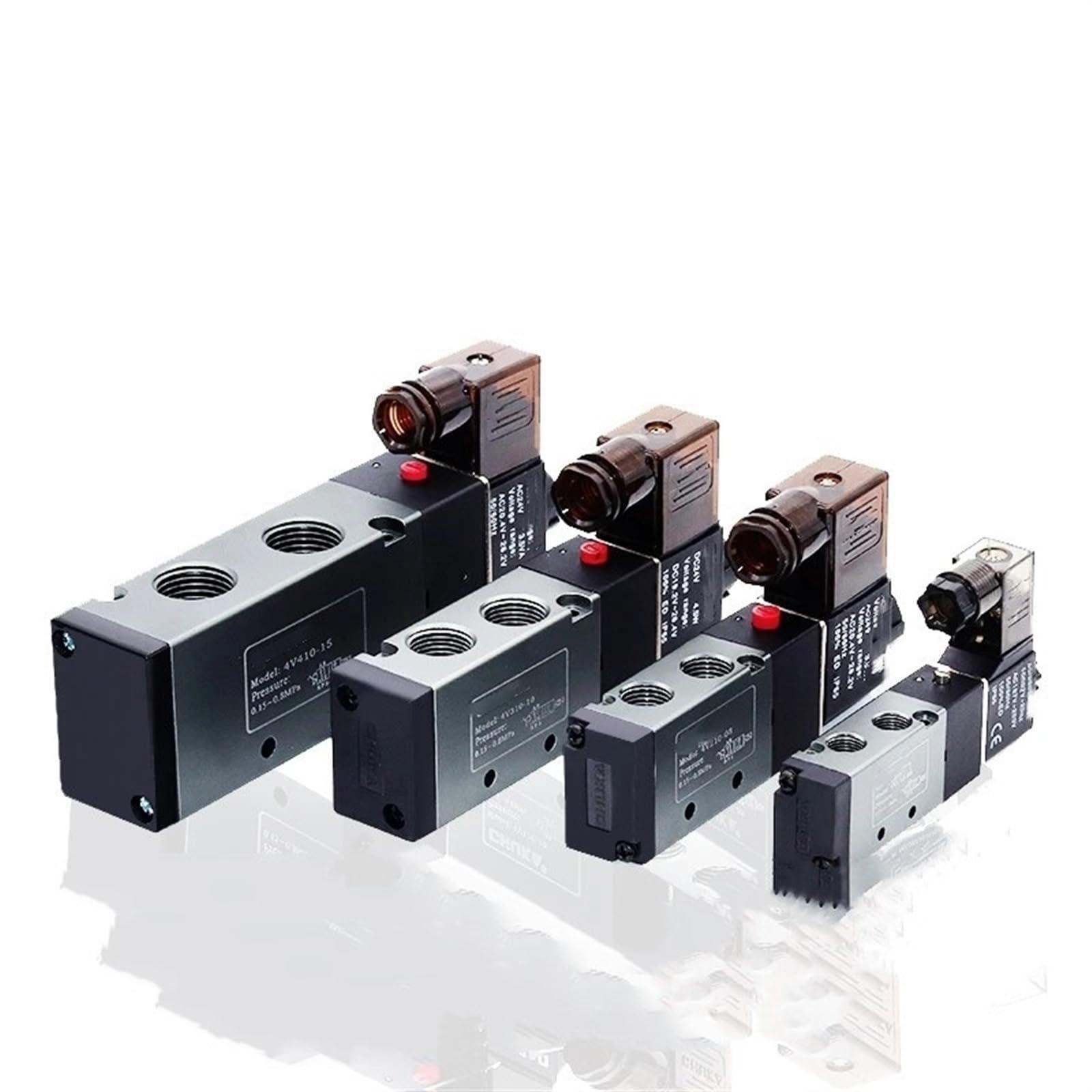 Válvula Solenoide eléctrica neumática 4V110 4V210 4V310 4V410, Control de 5 vías y 2 Posiciones, Aire, Gas magnético 4V210-08 12V 24V 220V(4V310-10 AC110V,with 4mm Fittings)