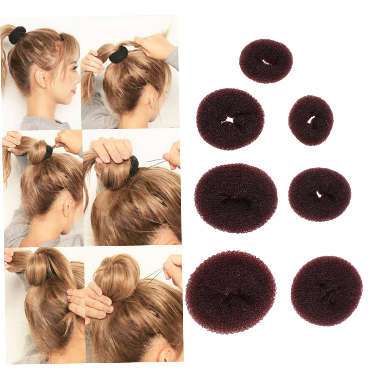 minkissy 3pcs Donut Hair Bun Rings Donuts Hair Ties U-shaped Hairpins Bun Maker for Girls Women Bridals