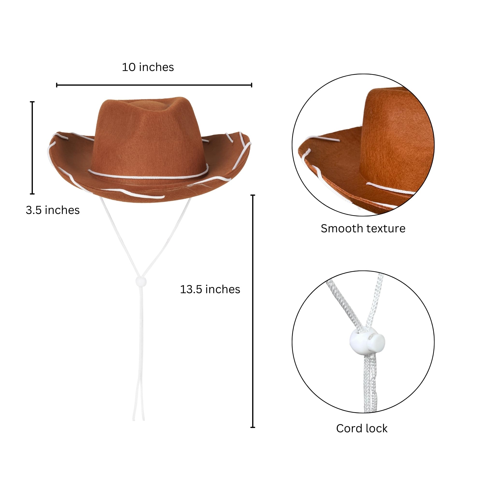 EverJoy Party Adult Western Sheriff Costume Hat - 1950s Style Ranch Hat for Men and Women, One Size Fits All Cowgirl and Cowboy Hats