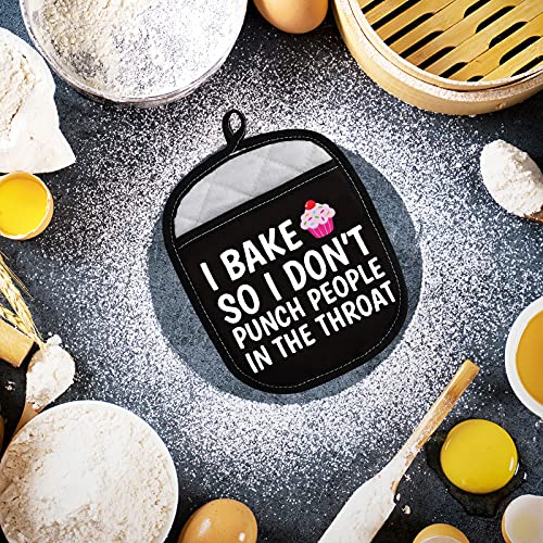 Levlo Funny Baker Gifts I Bake So I Don't Punch People In The Throat Oven Mitt Cupcake School Graduation Gift (I Bake So I Don't Punch People In The Throat) #TOP6