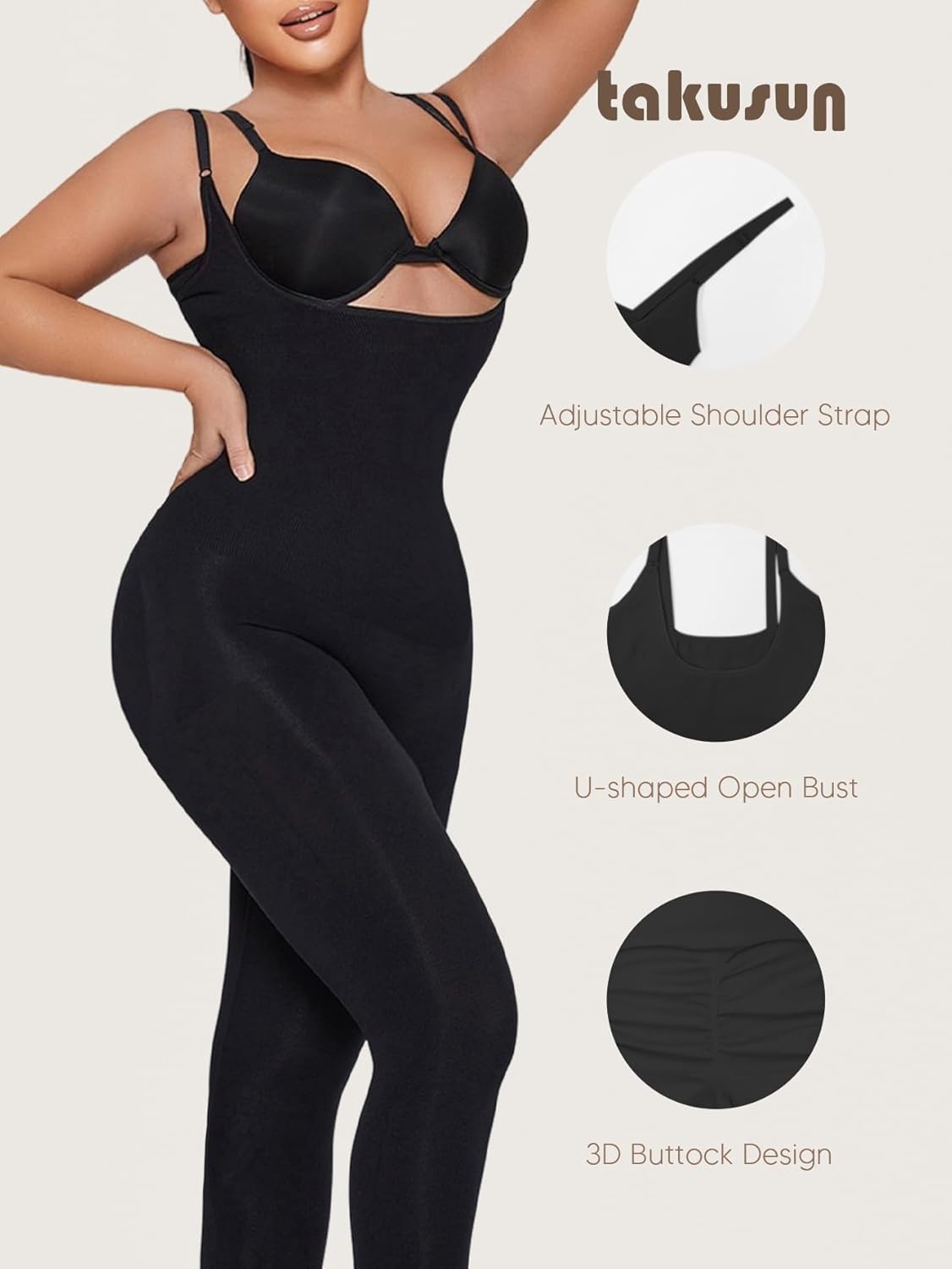 Women Open Bust Full Bodysuit Tummy Control Shapewear Workout Yoga Jumpsuit Body Shaper Butt Lifter Thigh Slimmer - Image 3