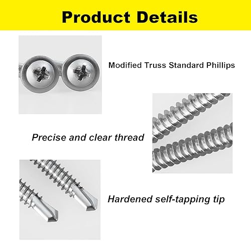Miniatura 10 de Tornillos autoperforantes con cabeza hexagonal de 1-14 pulgadas, tornillos Tek de chapa autoperforantes de acero inoxidable 410 con arandelas
