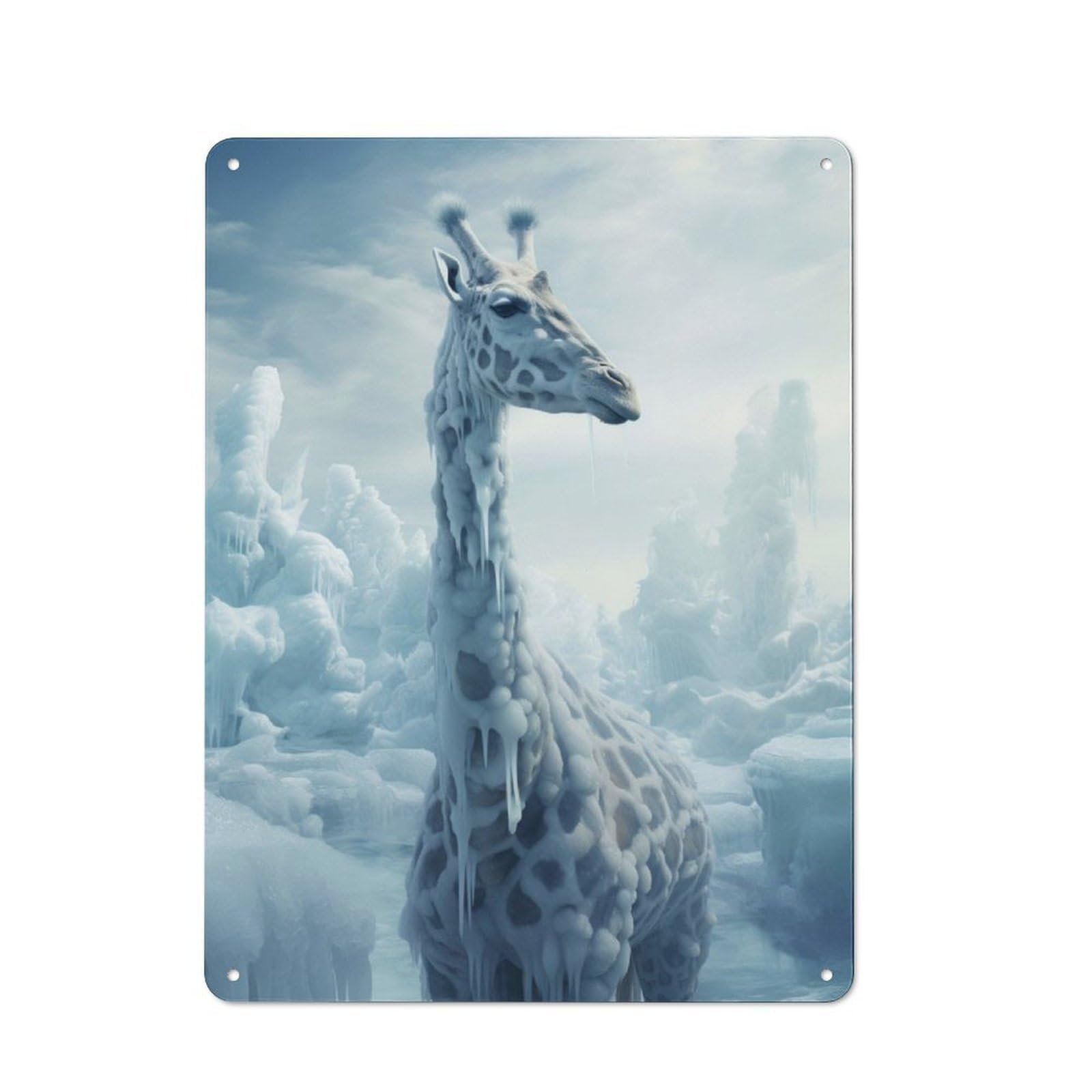 Junmoney Giraffe In Ice World Vintage-Inspired Tin Sign 40X30cm For Garage Or Workshop, For Garage, Workshop And Man Cave Decoration