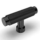 Asidrama 10 Pack Matte Black Cabinet Knobs Kitchen Drawer Knobs Black Knurled Cabinet Pull T Bar Handles for Cupboard