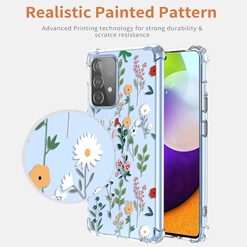 Miniatura 4 de KOARWVC Funda para Galaxy A52 5G4GGalaxy A52S SM-A526 funda transparente con diseño de TPU suave que absorbe los golpes diseño de flores delgadas