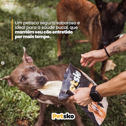 Petisco Orelha Bovina para Cães - 100% Natural, Origem Bovina, Antiestresse, Reduz Tártaro, Adestram