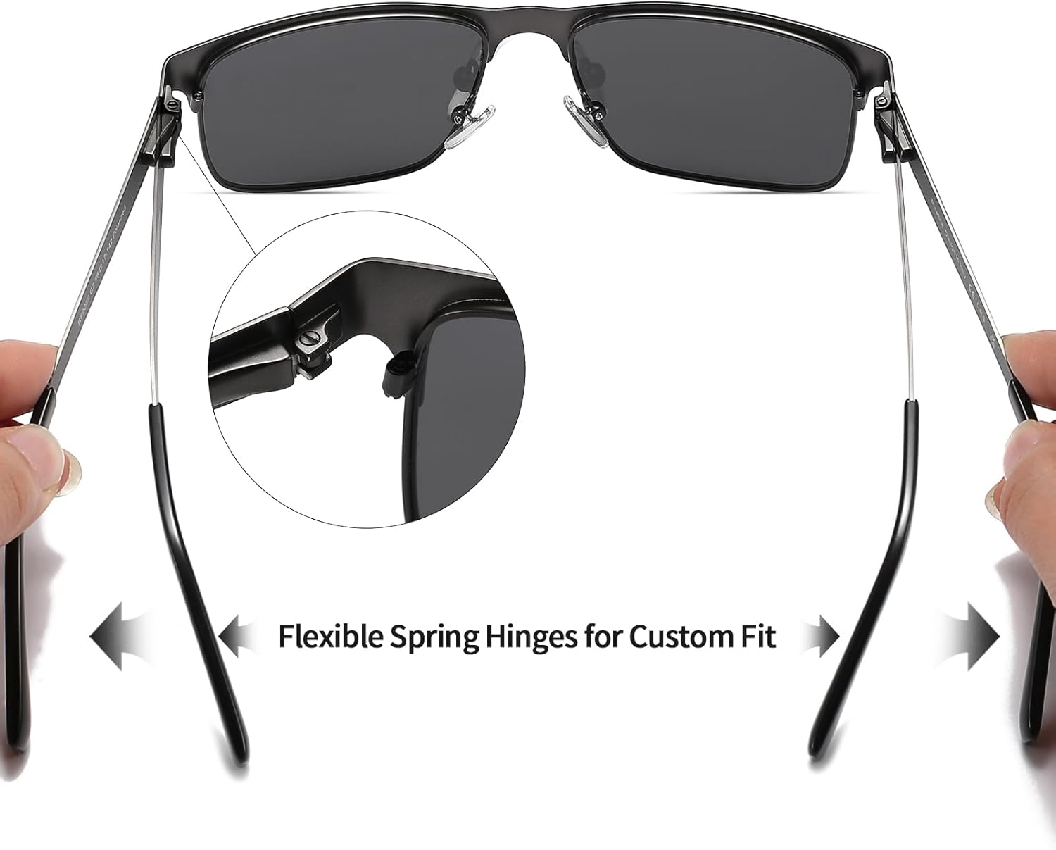 Polarized Sunglasses for Men, UV400 Protection Metal Frame Classic Square Sunglasses, Anti-Glare Aviator Shades