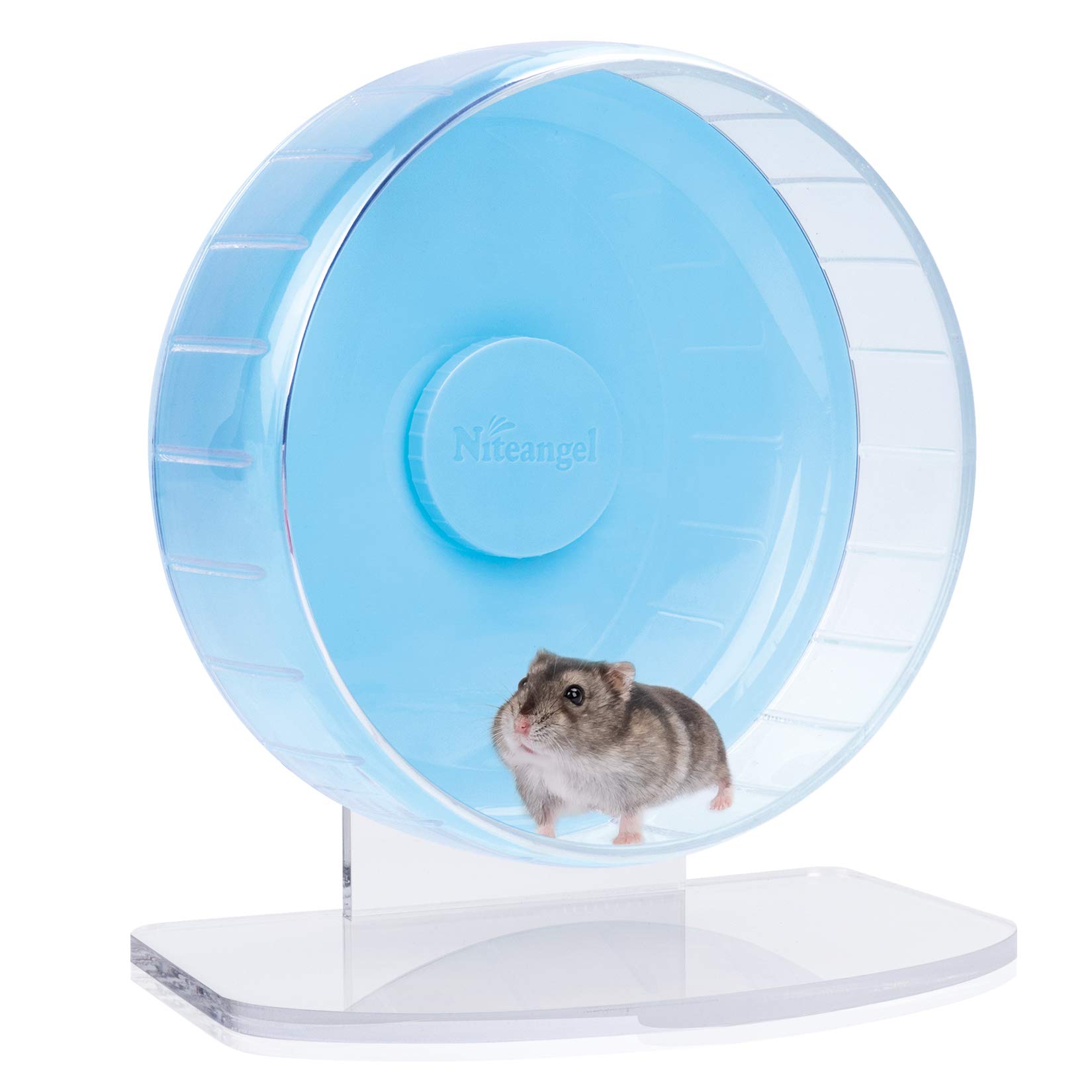 Niteangel Super Silent Hamster Exercise Wheels - Quiet Spinner Hamster Running Wheels with Adjustable Stand for Hedgehog Gerbils Mice Or Other Small Animals (Large, Transparent) — view 19
