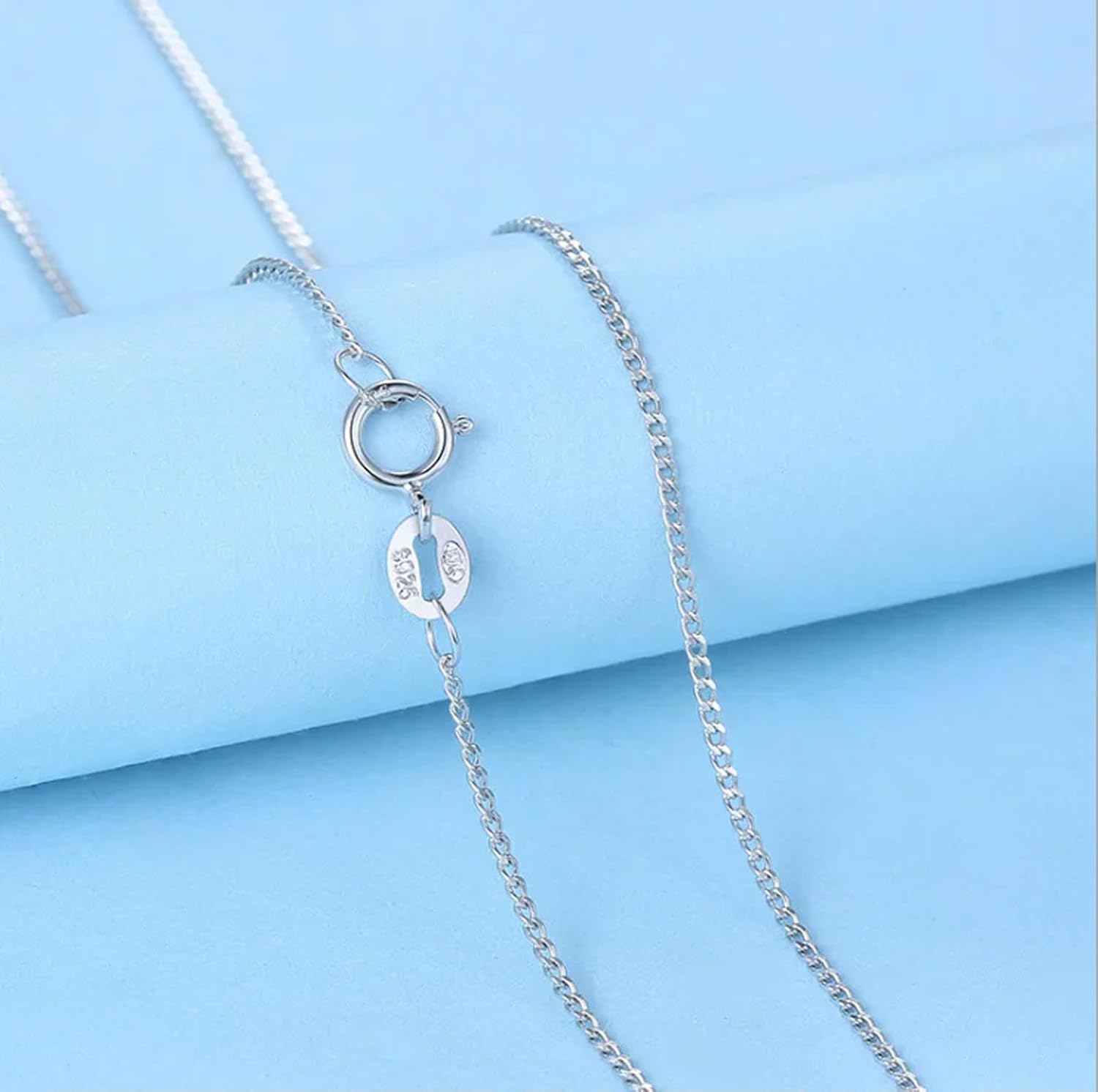 ロジウムメッキシルバーチェーンと延長チェーン 925スターリングシルバーチェーンネックレス