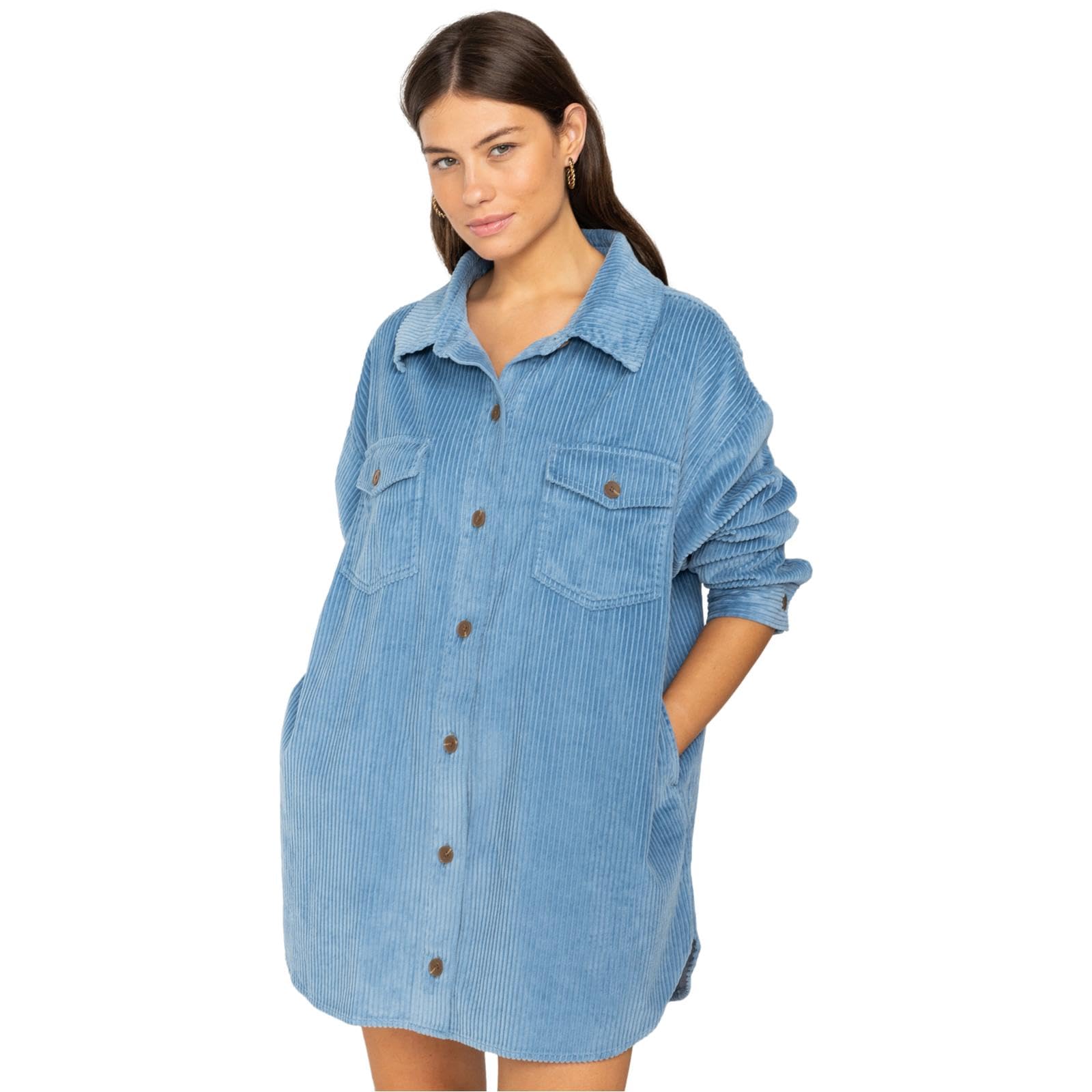 BILLABONG Robe chemise d'hiver à manches longues en velours côtelé pour femme