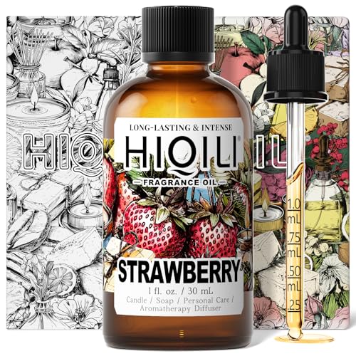 HIQILI Strawberry Fragrance Oil for Diffuser Use Great for Candle Soap Body Butter Making DIY Fruity Scent Perfume - 1 Fl Oz