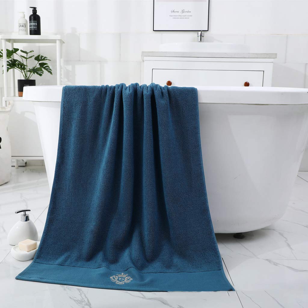 Juego de toallas de baño grandes de algodón azul para un momento de spa en casa