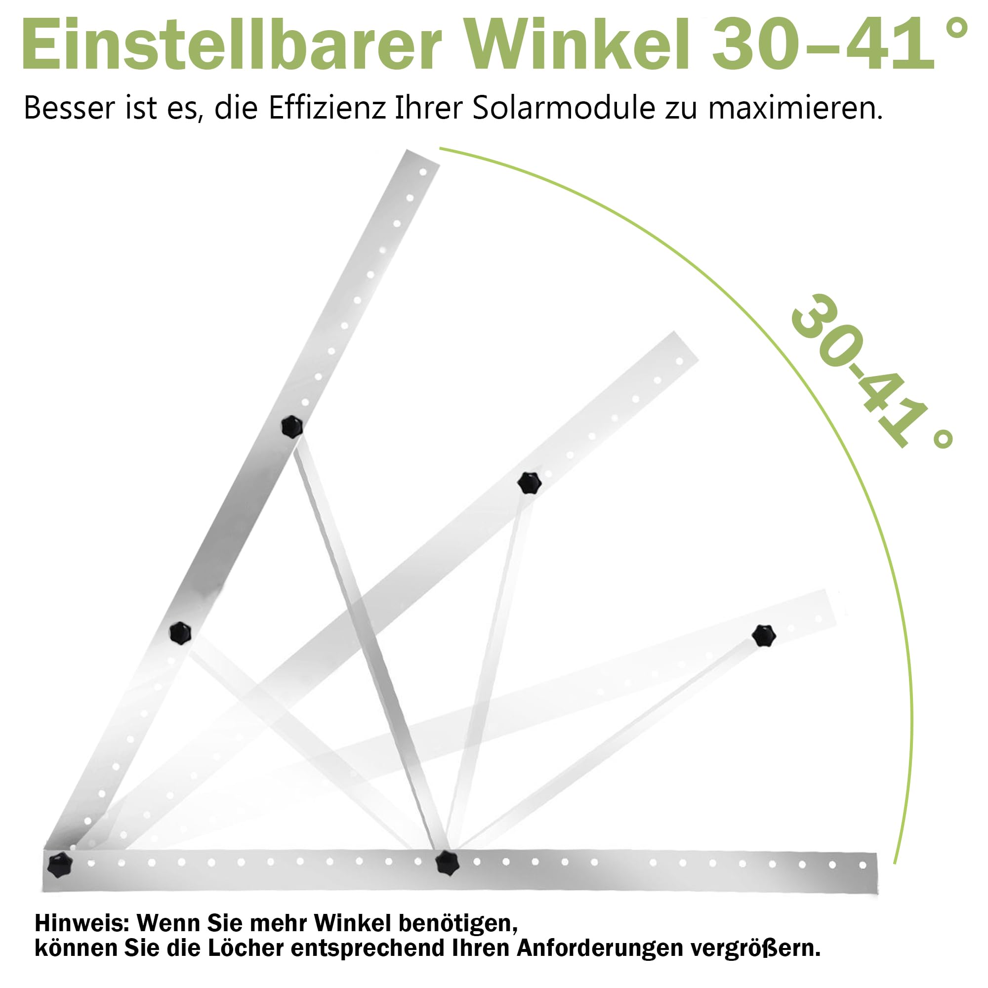 Warmfay Solarmodul Halterung 1305MM, 1 Paar 52'' Halterung für Solarpanel, PV Aufständerung Flachdach Einstellbarer Winkel 30-41°, Alu PV Modul Halterung für Balkon Wandmontage Gartenhaus Wohnmobil