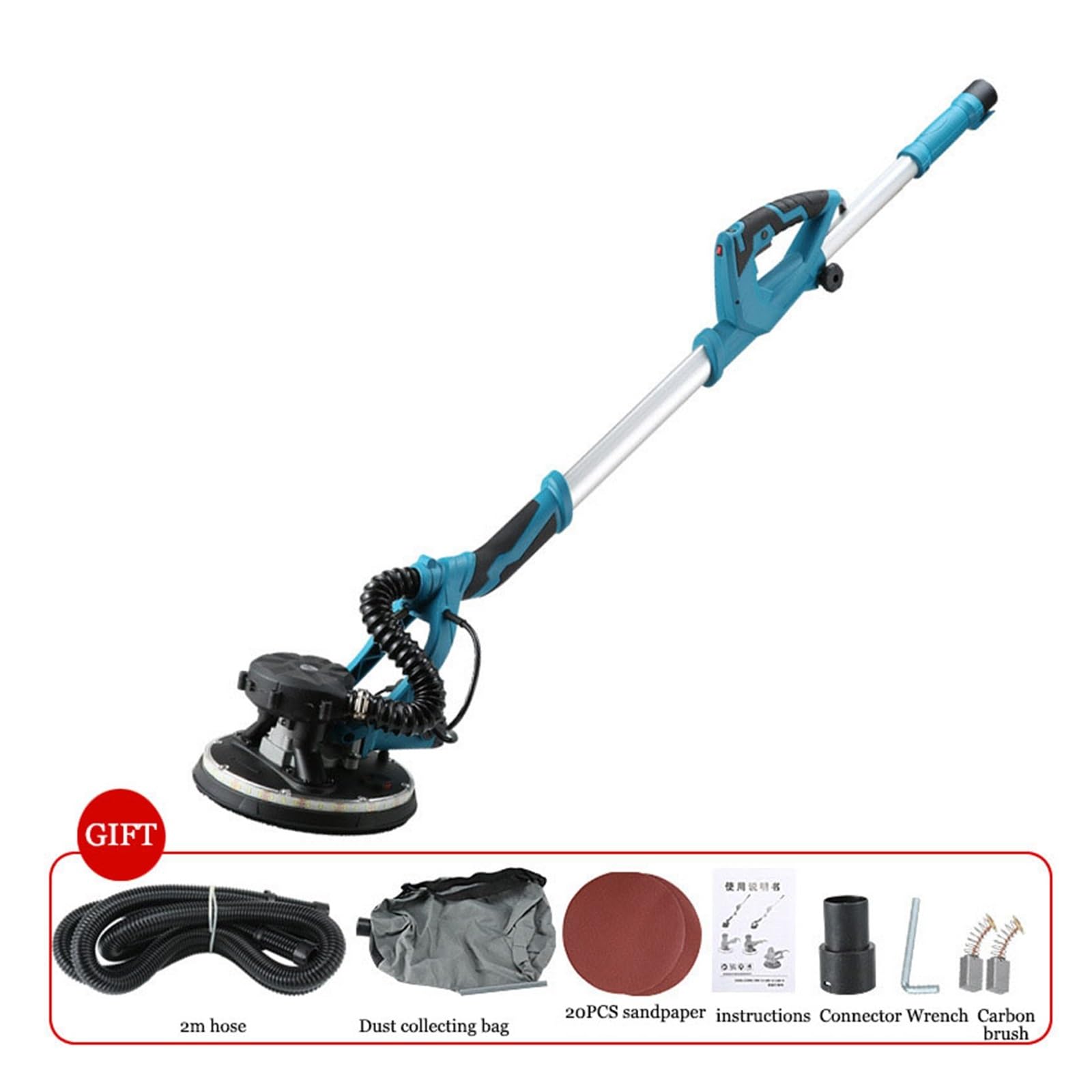 Levigatrice elettrica, Levigatrice for muro a secco portatile da 1800 W for elettrica senza polvere Regola la rettificatrice for lucidatura a stucco for pareti(Set B)