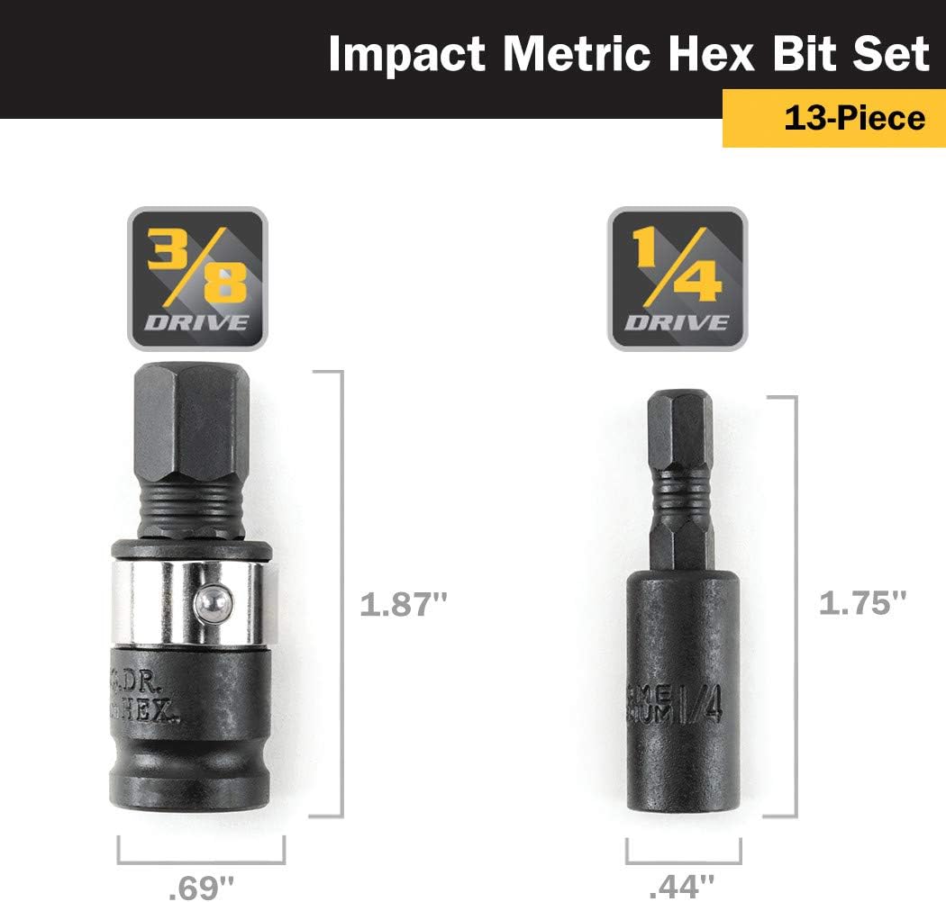 Titan 16038 13-Piece Metric Impact Grade Hex Bit Set